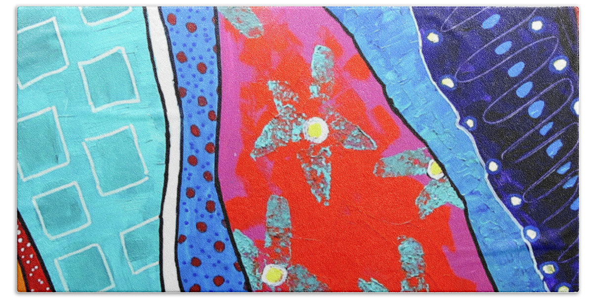 Abstracts Beach Towel featuring the painting Radical Lite by Adele Bower