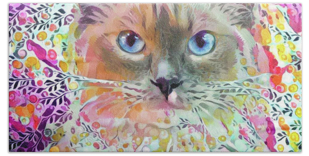 Ragdoll Cat Beach Towel featuring the digital art Ragdoll Cat Art by Peggy Collins