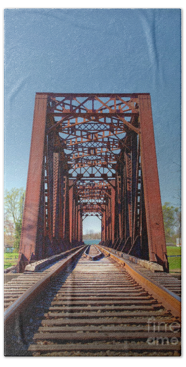 Railroad Beach Towel featuring the photograph Railroad Bridge by Sharon McConnell