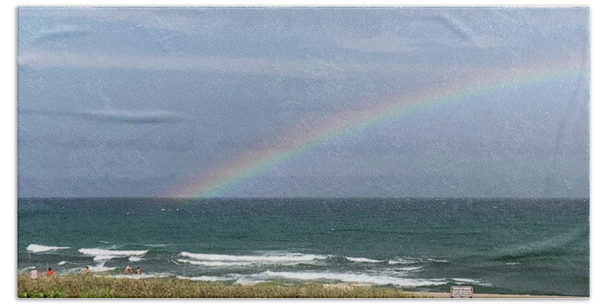 Boca Raton Beach Towel featuring the photograph Rainbow at Beach by Karen Zuk Rosenblatt