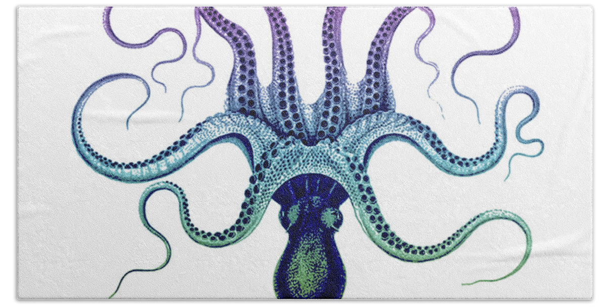 Rainbow Octopus Beach Sheet featuring the drawing Rainbow Octopus by Susan Maxwell Schmidt
