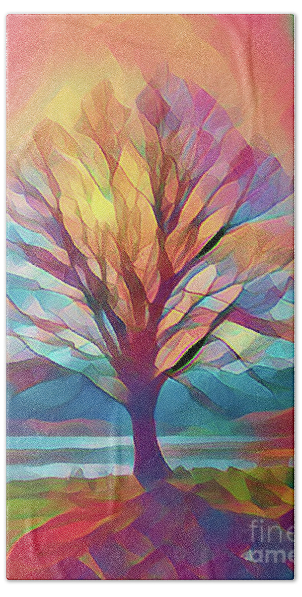 Tree Beach Towel featuring the photograph Rainbow Tree by Lynn Bolt