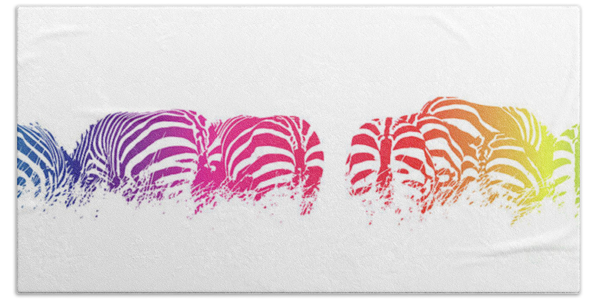 Zebra Beach Towel featuring the photograph Rainbow zebras by Jane Rix