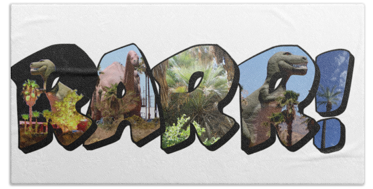 Large Letter Beach Towel featuring the photograph RARR Big Letter Dinosaurs by Colleen Cornelius