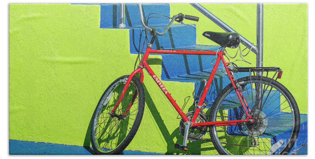 Bicycle Beach Towel featuring the photograph Red Bicycle by Lenore Locken