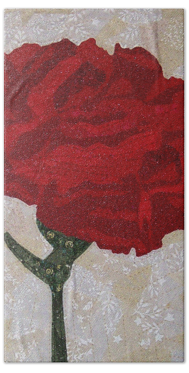 Carnation Beach Towel featuring the tapestry - textile Red Carnation by Pam Geisel