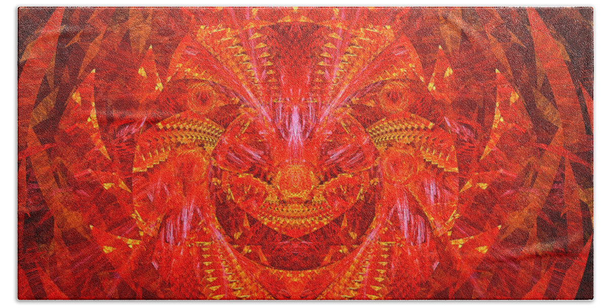 Red Lion Beach Towel featuring the digital art Red lion by Moshe Ruzhinsky