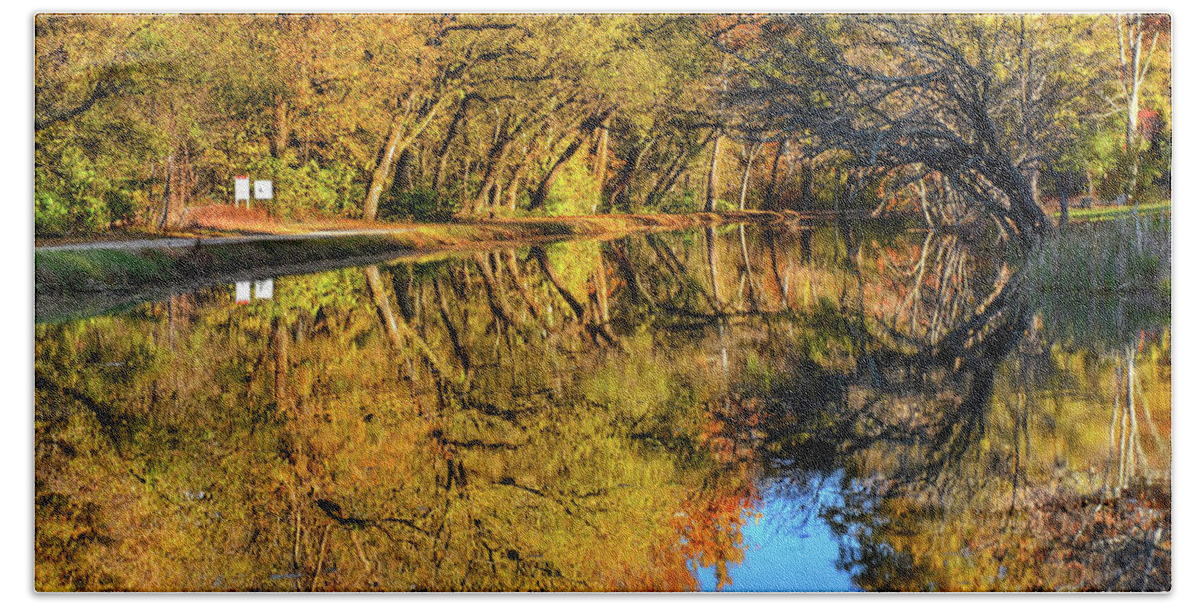 Autumn Beach Towel featuring the photograph Reflections of Autumn by Kathi Isserman