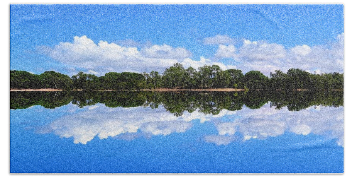 Water View Beach Sheet featuring the photograph Reflective Lake Patricia by Joan Stratton