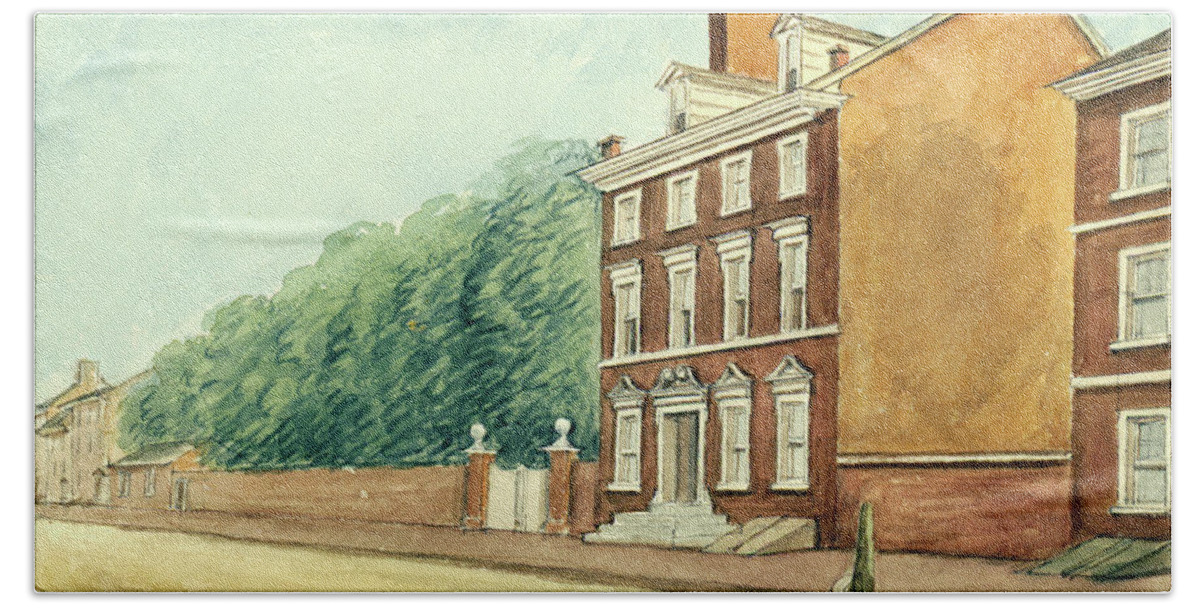 George Washington Beach Towel featuring the drawing Residence of Washington in High Street by William Breton