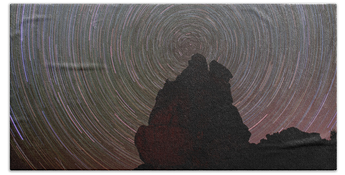 Startrails Beach Towel featuring the photograph Restful Bison by Ivan Franklin