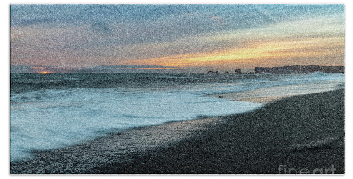 Iceland Beach Sheet featuring the photograph Reynisfjara Sunset by Jamie Pham