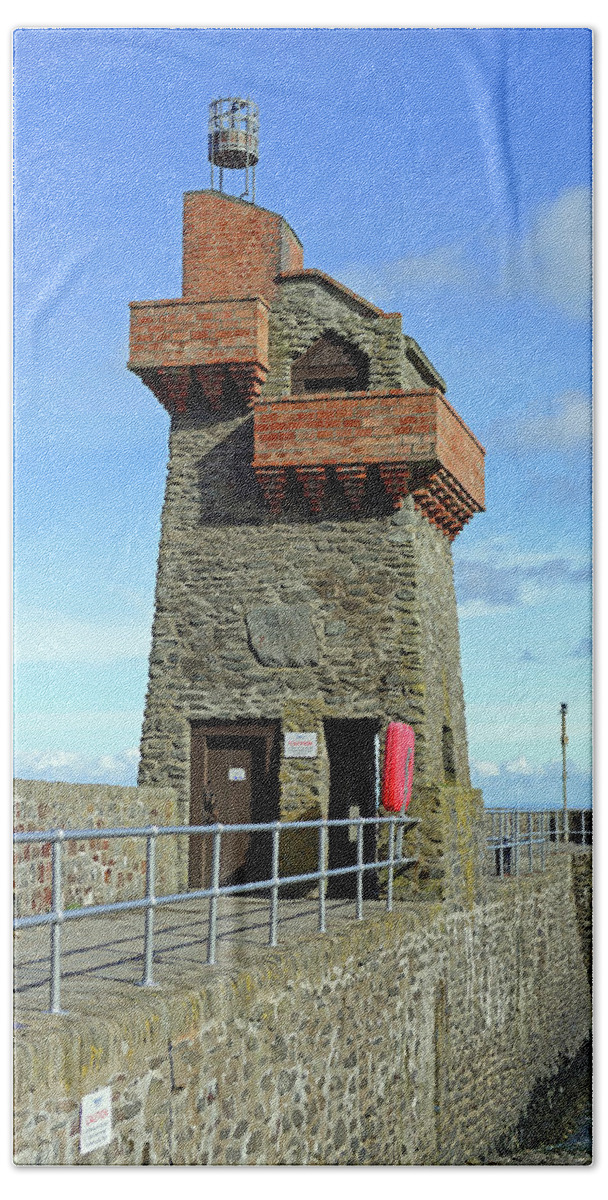 Bright Beach Towel featuring the photograph Rhenish Tower and Quay - Lynmouth - Devon by Rod Johnson