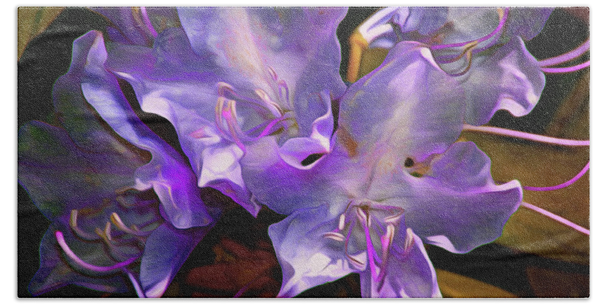 Rhododendron Beach Towel featuring the mixed media Rhododendron Glory 17 by Lynda Lehmann