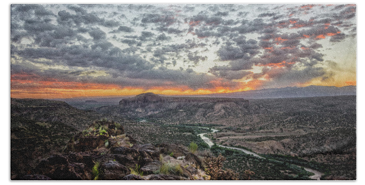Rio Grande Beach Sheet featuring the photograph Rio Grande River Sunrise 2 - White Rock New Mexico by Brian Harig