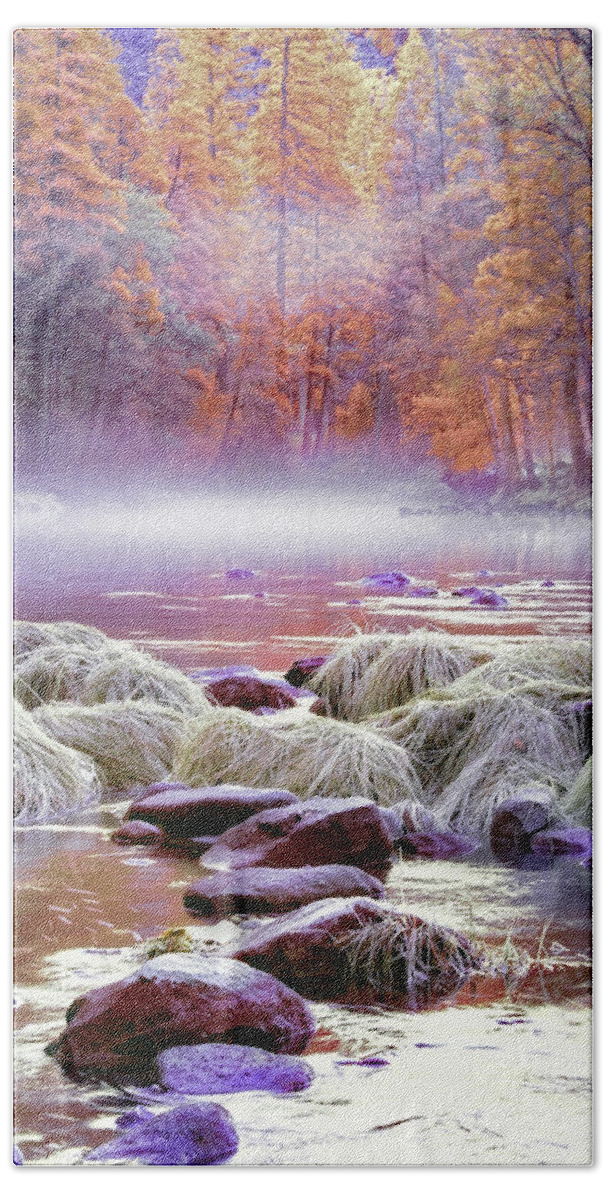 Yosemite Beach Towel featuring the photograph River in Yosemite by Jon Glaser