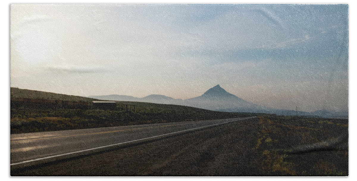 Rural Beach Towel featuring the photograph Road through the Rockies by Nicole Lloyd
