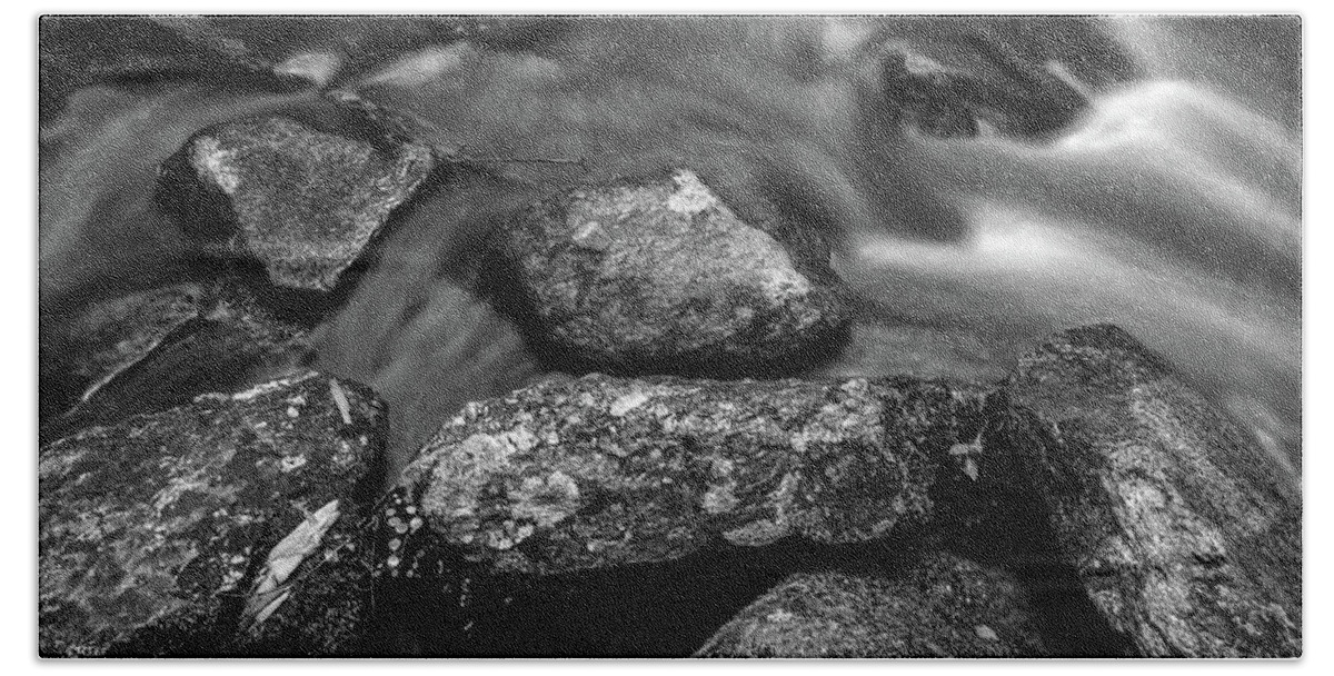 Rocks Beach Towel featuring the photograph Rocks in Stream Study 1 by Lindsay Garrett