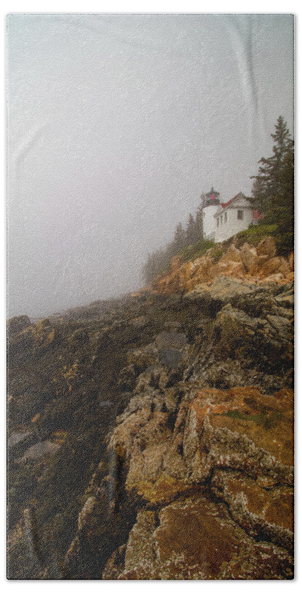 Acadia National Park Beach Towel featuring the photograph Rocky Coast at Bass Harbor Lighthouse Maine by Jeff Folger