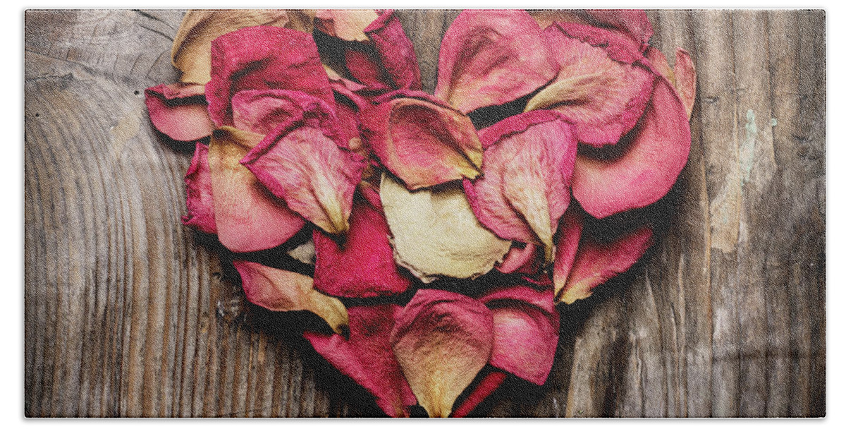 Heart Beach Towel featuring the photograph Rose petals by Jelena Jovanovic