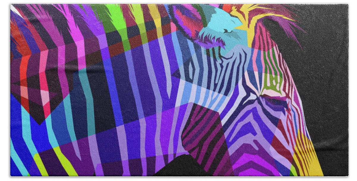 Animal Beach Towel featuring the painting Rubino Zebras by Tony Rubino