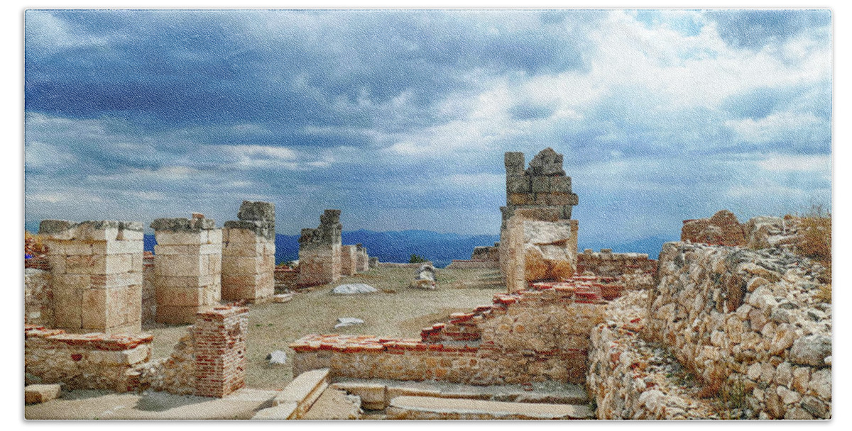 Roman Beach Towel featuring the photograph Ruins of Roman baths at Sagalassos by Steve Estvanik