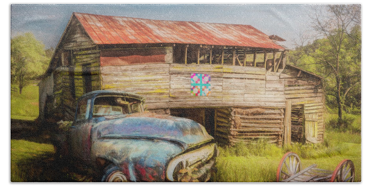 Barns Beach Towel featuring the photograph Rust along a Country Road Oil Painting by Debra and Dave Vanderlaan