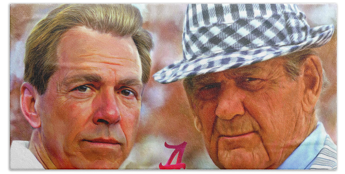 Mark Spears Beach Towel featuring the painting Saban and Bear by Mark Spears
