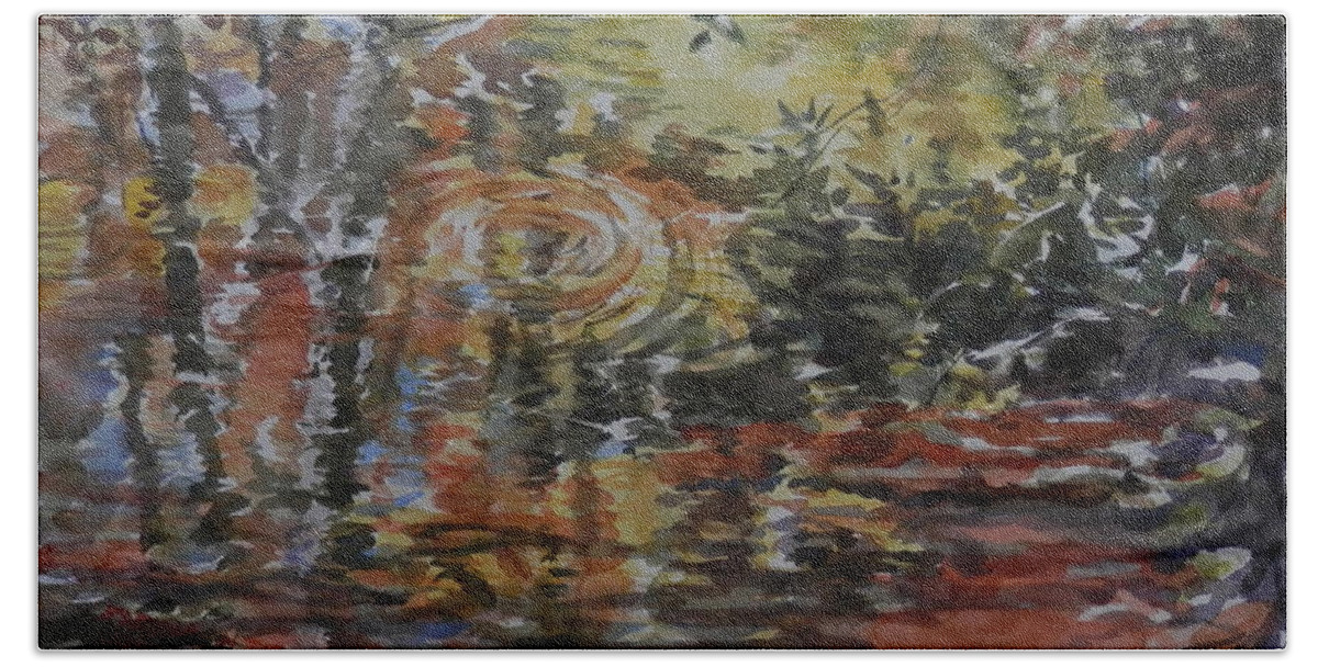 Water Beach Towel featuring the painting Sabbath Creek above the Falls by Martha Tisdale
