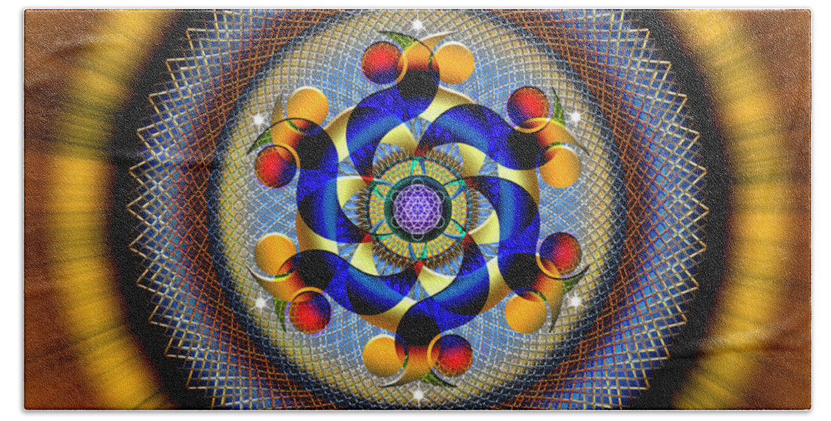 Endre Beach Towel featuring the digital art Sacred Geometry 740 Number 1 by Endre Balogh