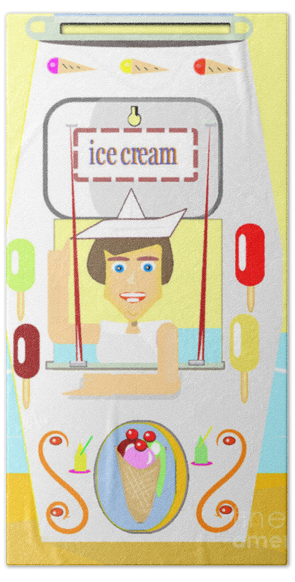 Ice Cream Beach Towel featuring the digital art Sale of ice cream on the beach by Jon Fennel