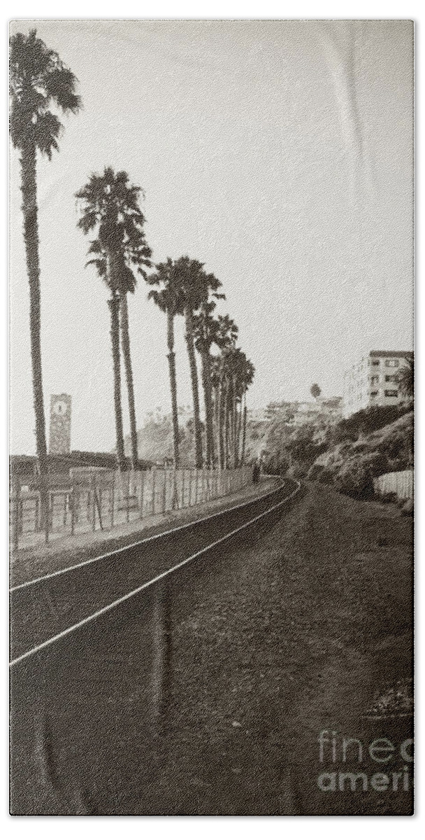 California Beach Sheet featuring the photograph San Clemente Train Tracks by Ana V Ramirez