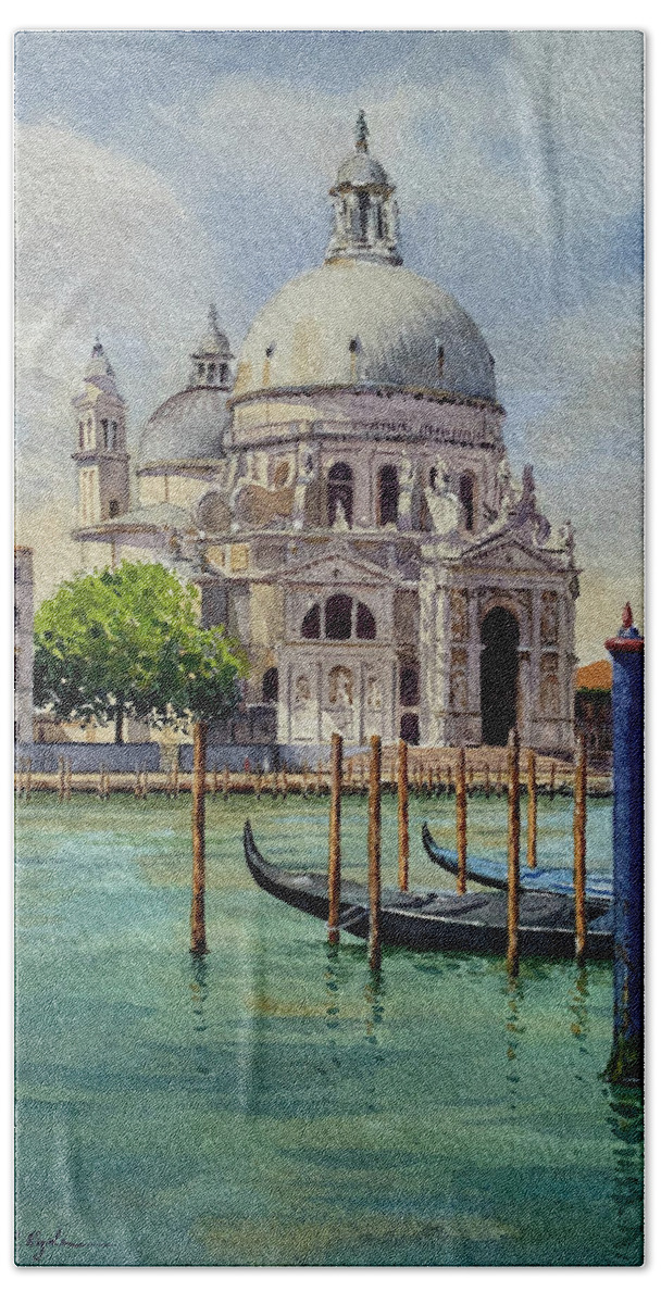 Venice Beach Towel featuring the painting Santa Maria della Salute by Tyler Ryder