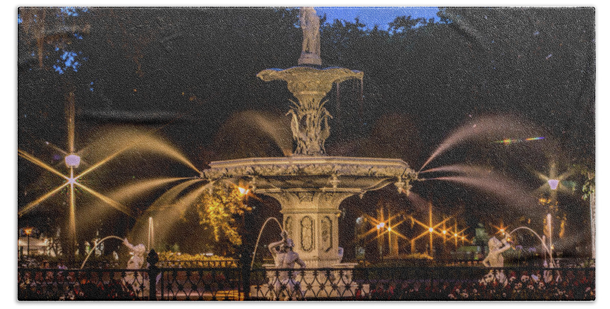 Fountain Beach Towel featuring the photograph Savannah Fountain by Dorothy Cunningham