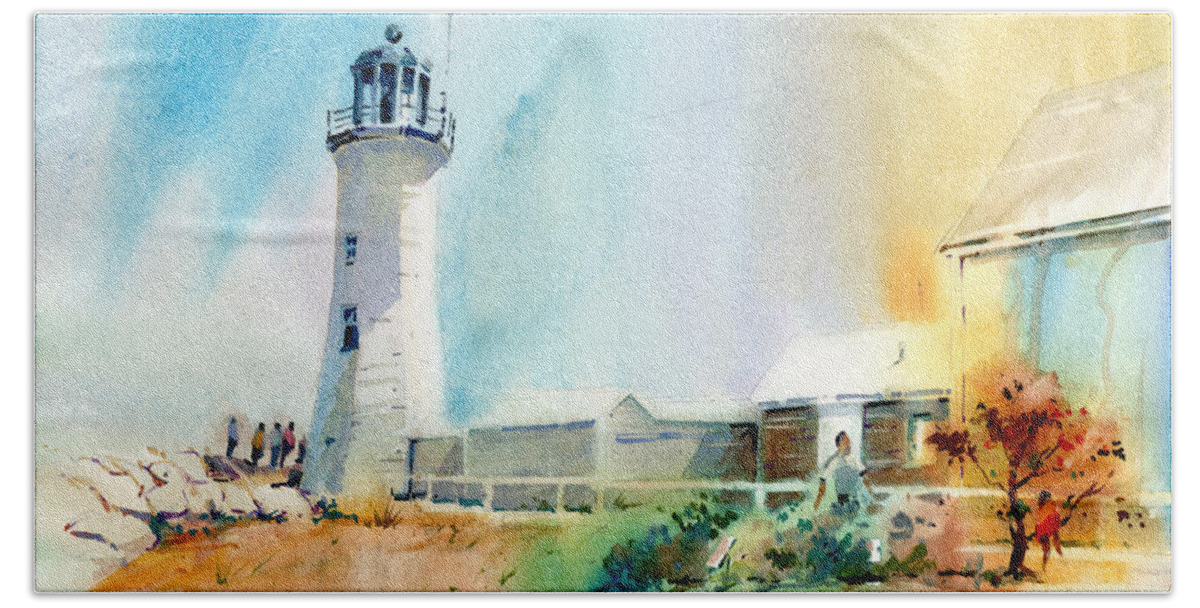 Visco Beach Sheet featuring the painting Scituate Light 2 by P Anthony Visco