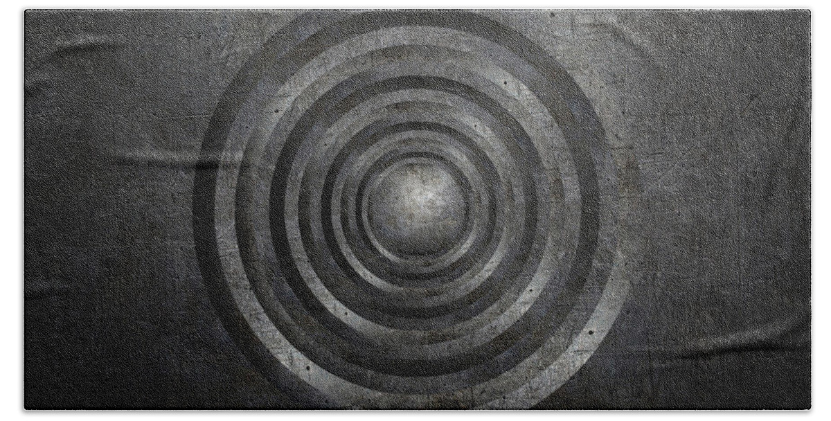 Brushed Beach Towel featuring the digital art Scratched Metal Circles by Pelo Blanco Photo