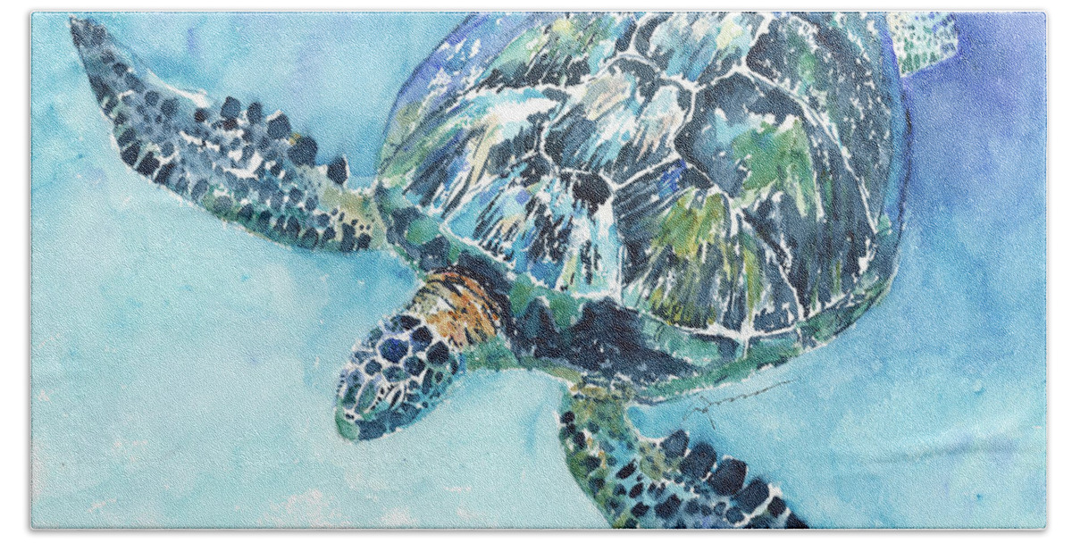 Sea Turtle Beach Towel featuring the painting Sea Turtle No. 21 by Claudia Hafner