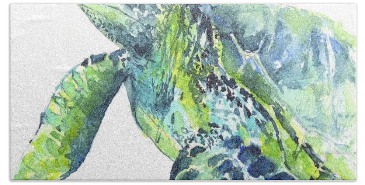 Sea Turtle Beach Towel featuring the painting Sea Turtle No 23 by Claudia Hafner