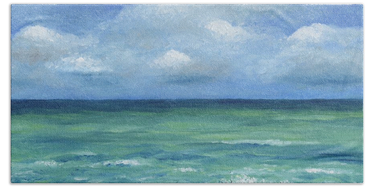 Oil Beach Towel featuring the painting Sea View 273 by Lucie Dumas