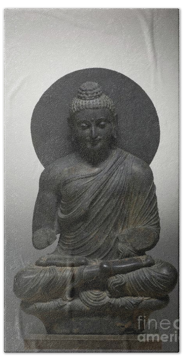 Spirituality Beach Towel featuring the photograph Seated Buddha, From Gandhara, Kushan Period by Pakistani School