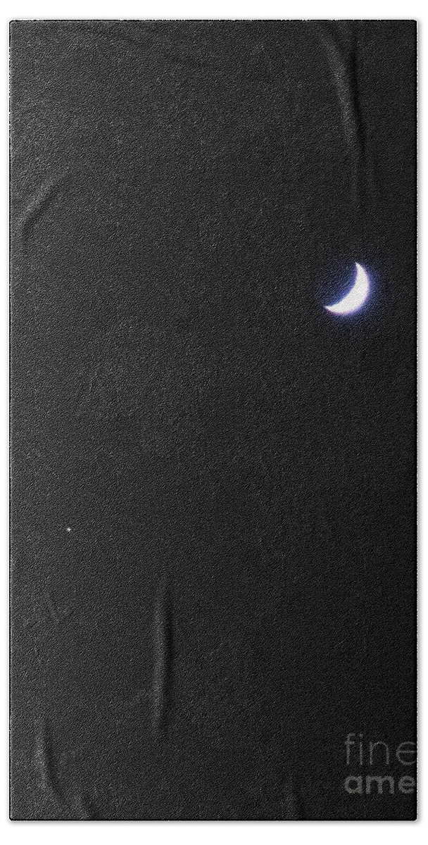 I Walked Out There And There They Were Beach Towel featuring the photograph Sept 13, 2018 Moon and Star by Phyllis Kaltenbach