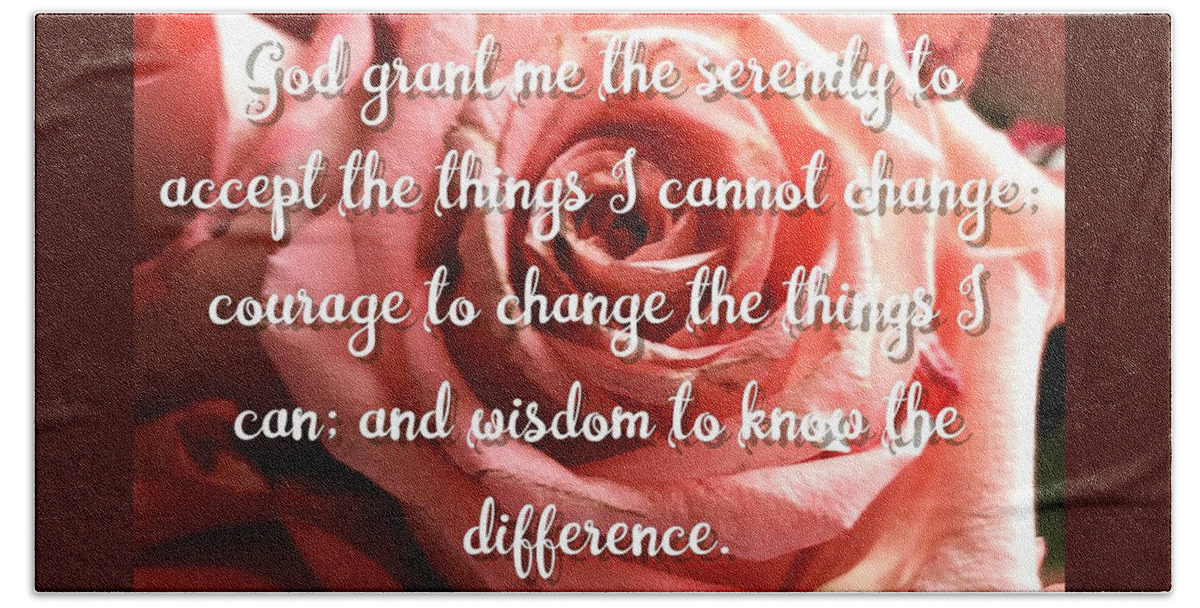 Roses Beach Sheet featuring the mixed media Serenity Prayer II by MaryLee Parker