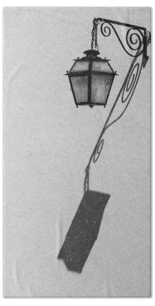 B&w Beach Towel featuring the photograph Shadow Lamp BW by David Letts