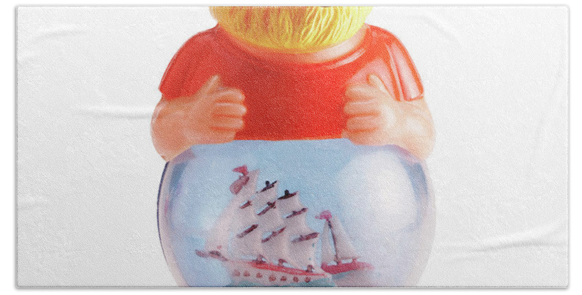 Accessories Beach Towel featuring the drawing Ship Captain Snow Globe by CSA Images