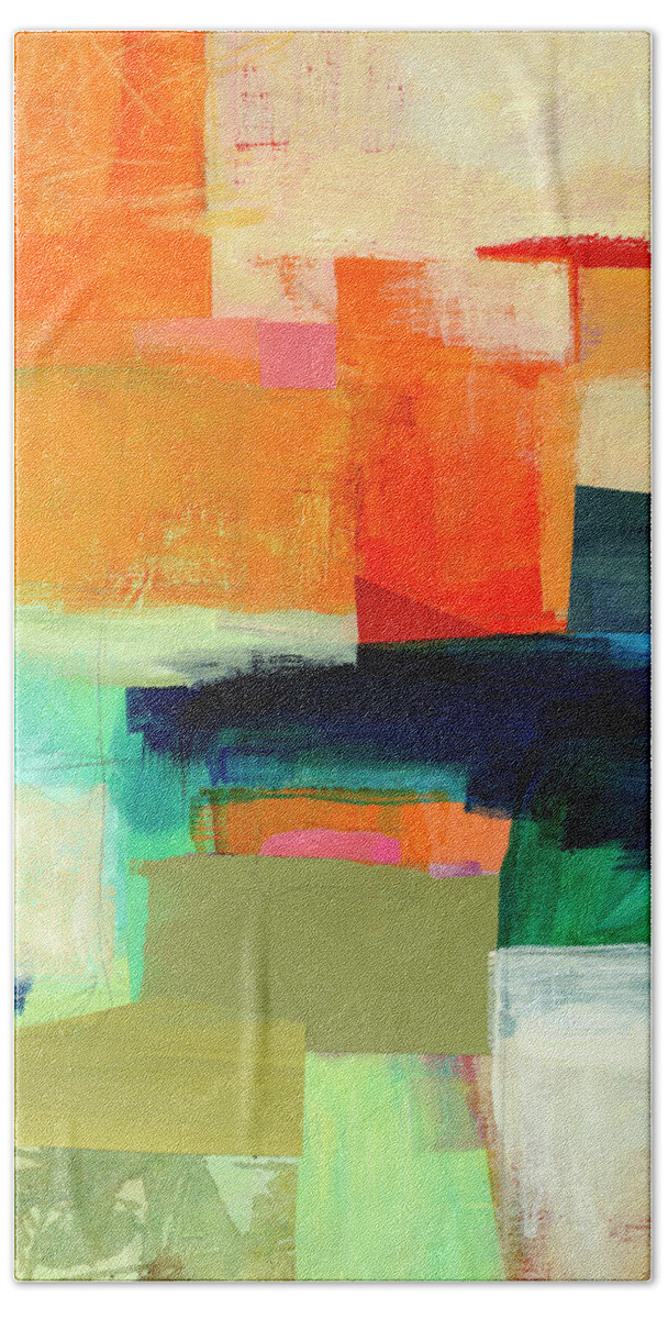 Abstract Art Beach Towel featuring the painting Shoreline #7 by Jane Davies