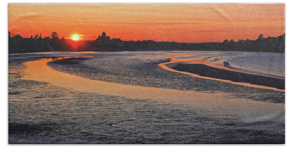 Nahant Beach Towel featuring the photograph Short Beach Sunset Nahant MA by Toby McGuire