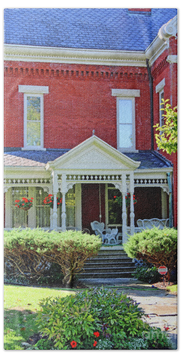 Findlay Beach Towel featuring the photograph Side Porch in Findlay 4553 by Jack Schultz