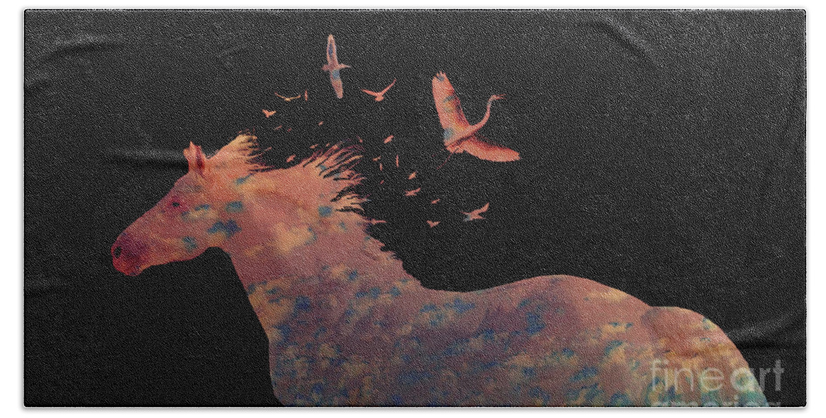 White Horses Beach Towel featuring the digital art Sillouette Fantasy by Melinda Hughes-Berland