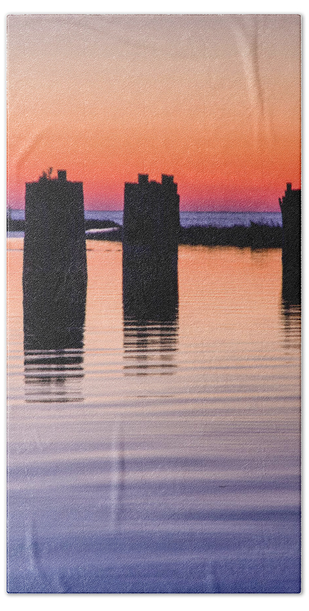 Pilings Beach Towel featuring the photograph Silver Lake Sunset 2010-10 19 by Jim Dollar