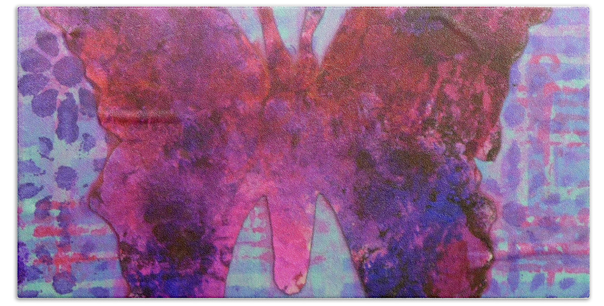 Butterfly Beach Towel featuring the mixed media Sing Butterfly by Lisa Crisman